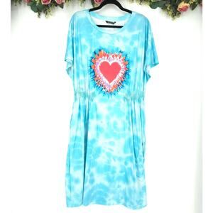 Bloomchic Tie Dye Heart Plus Size Short Sleeve Dress Size 14-16 NWT